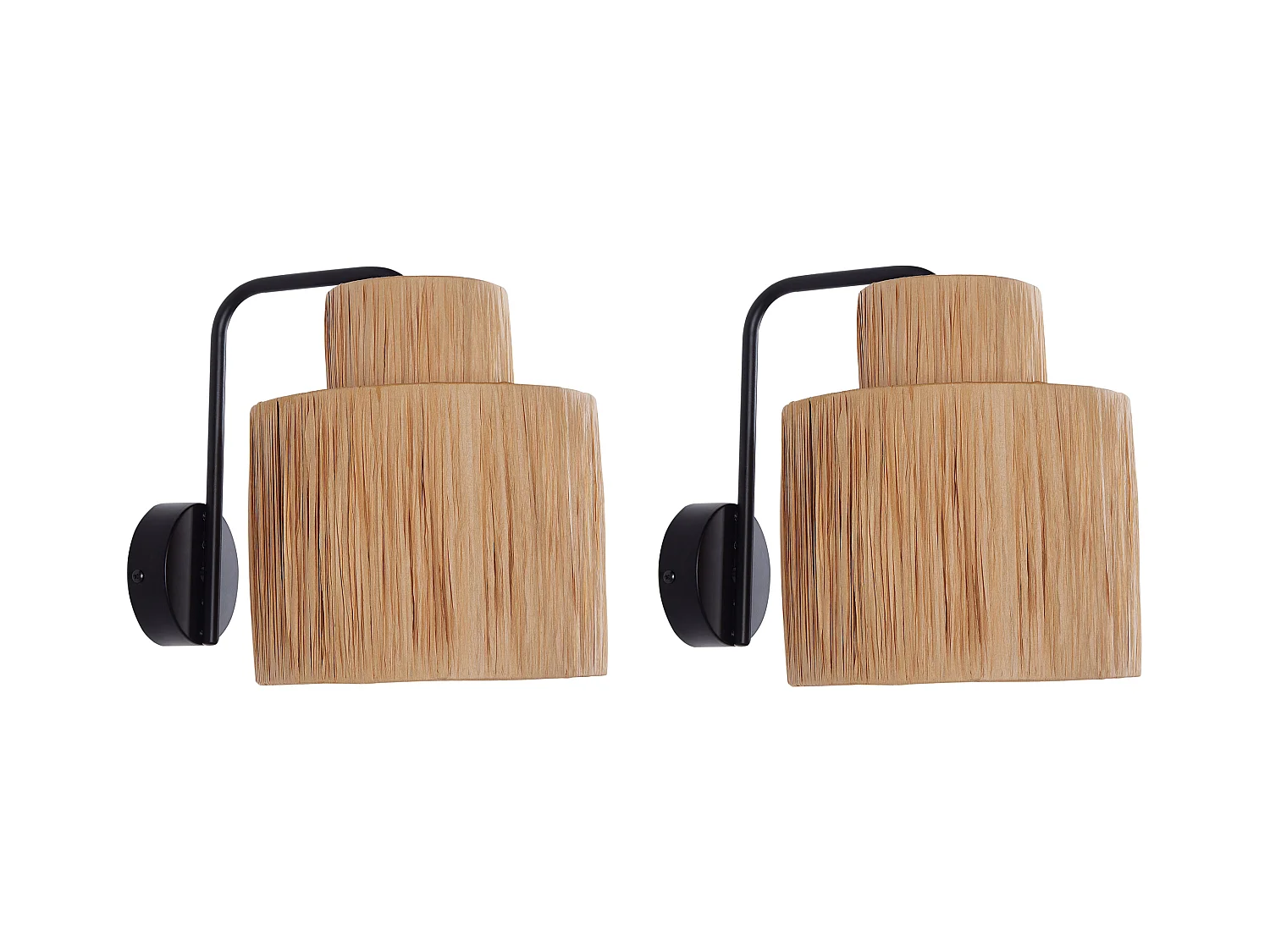 Set di 2 lampade da parete SHINFA Vimini Naturale