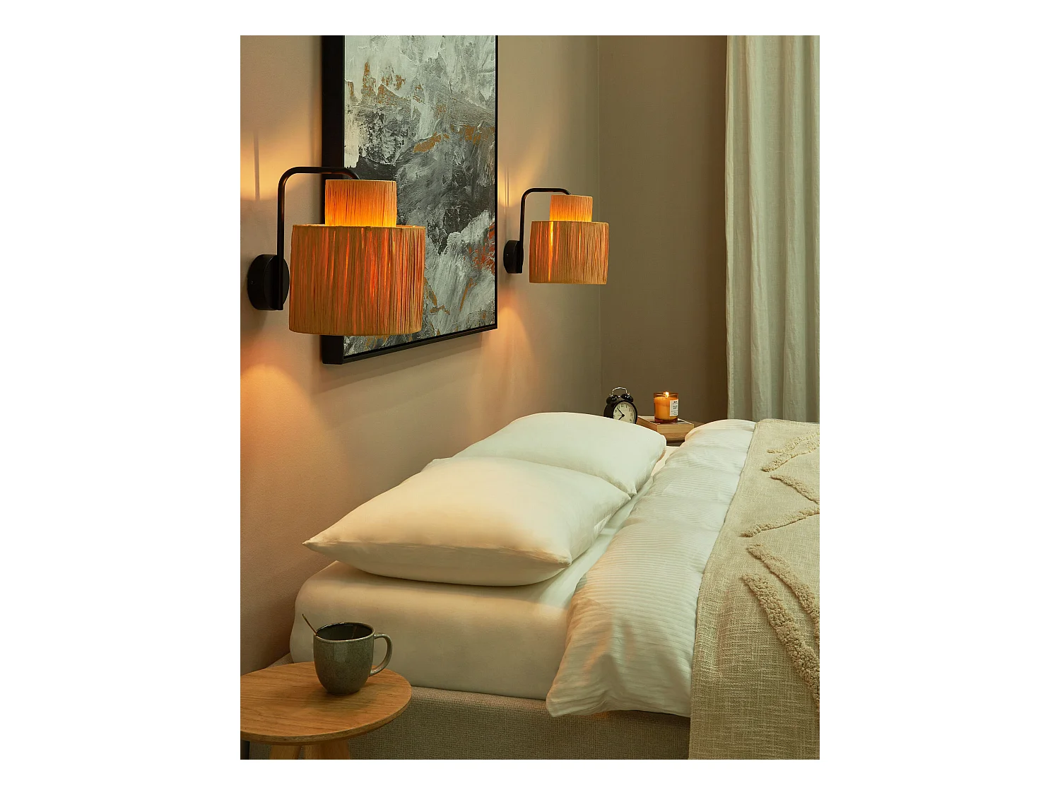 Lot de 2 lampes murales SHINFA Osier Naturel