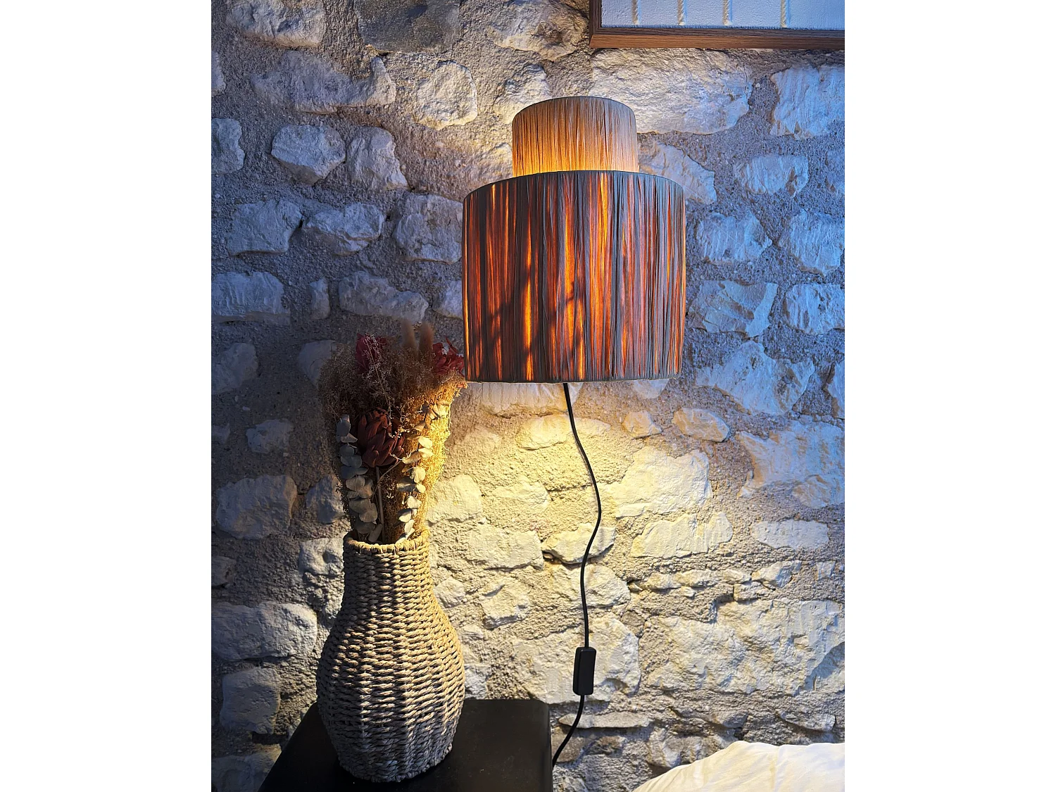 Lot de 2 lampes murales SHINFA Osier Naturel