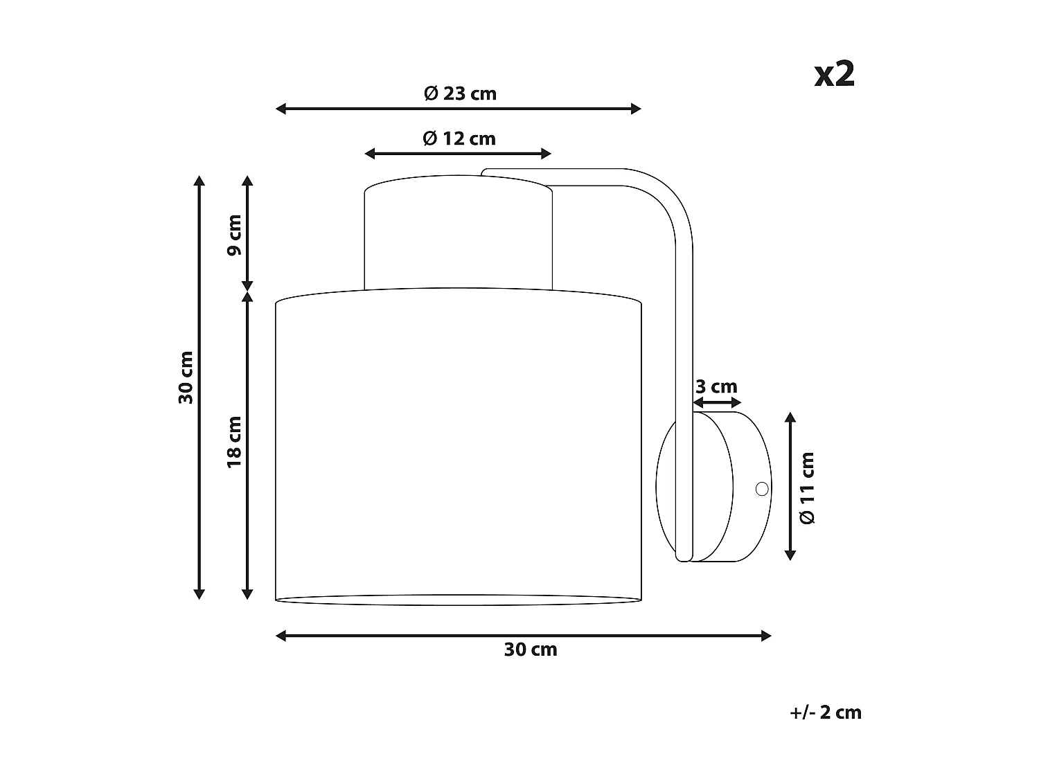 Wandleuchte Papierschirm natürlich / schwarz 1-flammig 2er Set Boho-Stil Shinfa