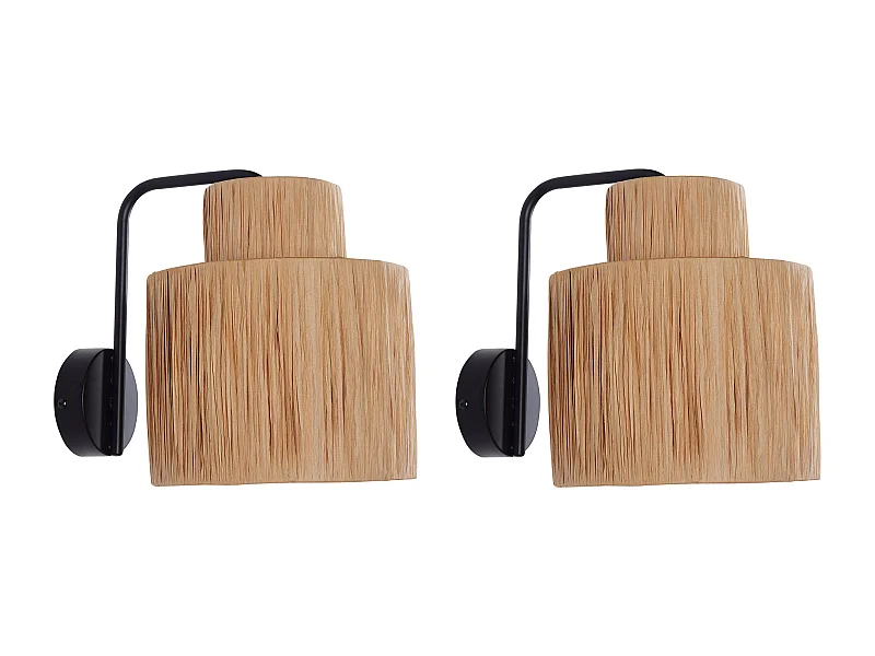 Set van 2 wandlampen SHINFA Wicker Natuurlijk