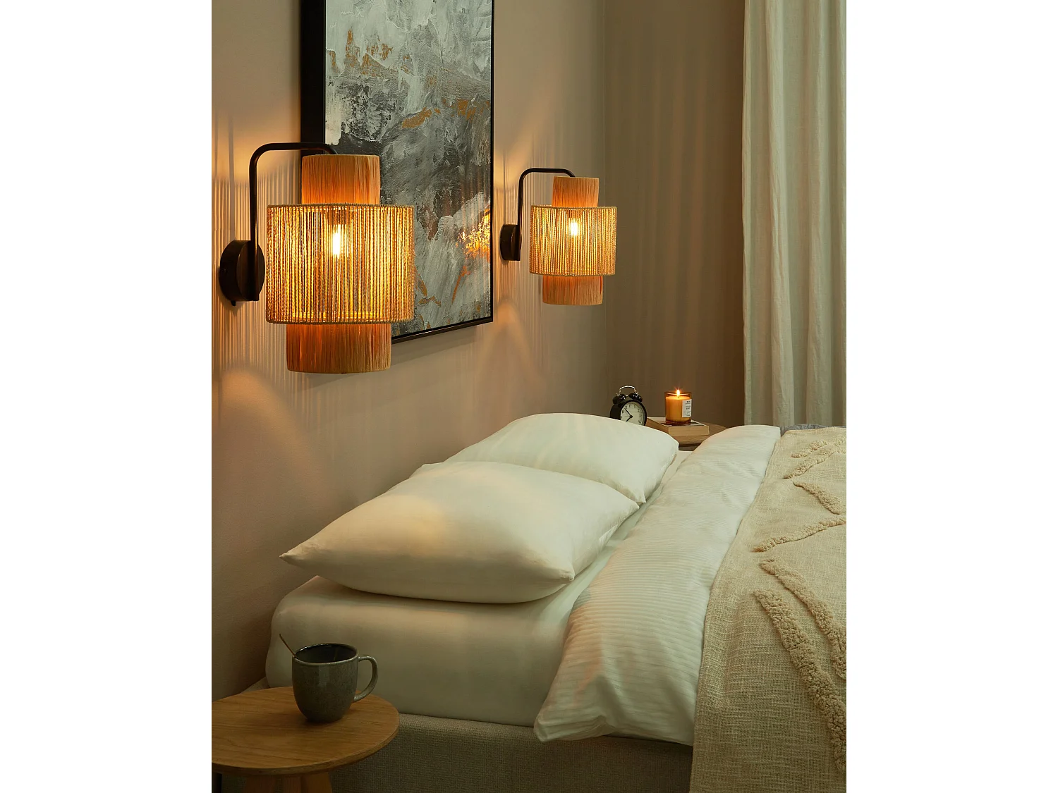 Set van 2 wandlampen JAMMA Papier touw Natuurlijk