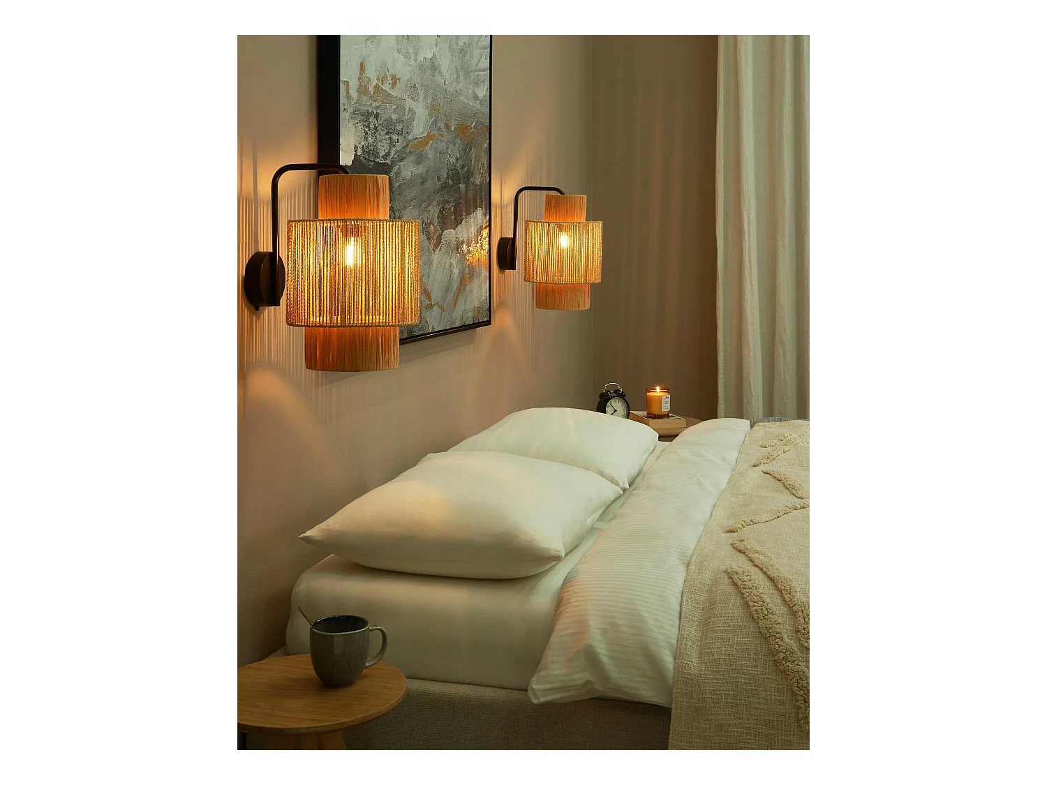Lot de 2 lampes murales JAMMA Corde en papier Naturel