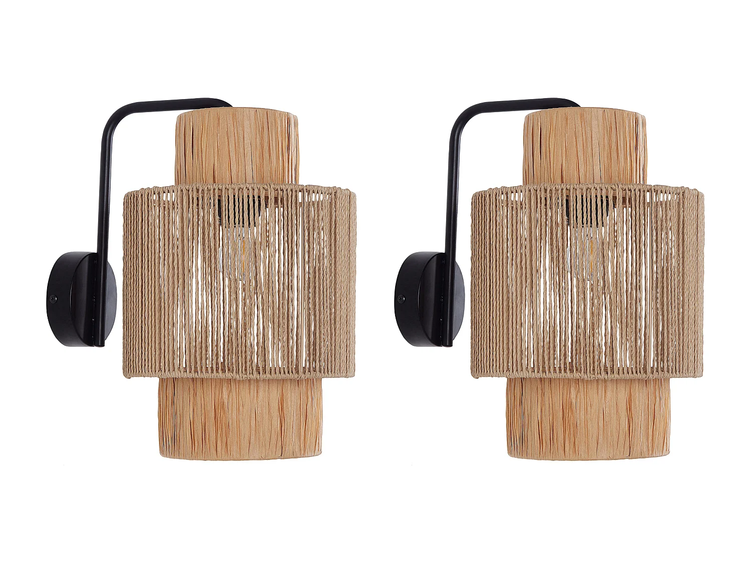 Set di 2 lampade da parete JAMMA Corda di carta Naturale