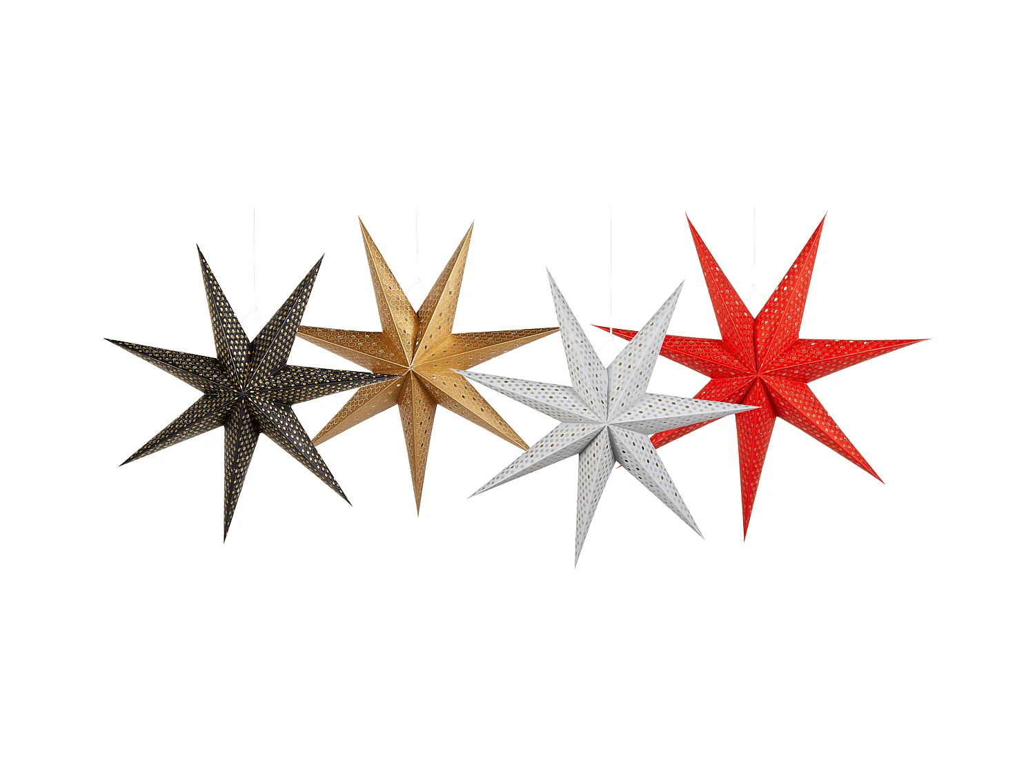 Lot de 4 décorations suspendues LED KAMET Étoile 60 cm Multicolore
