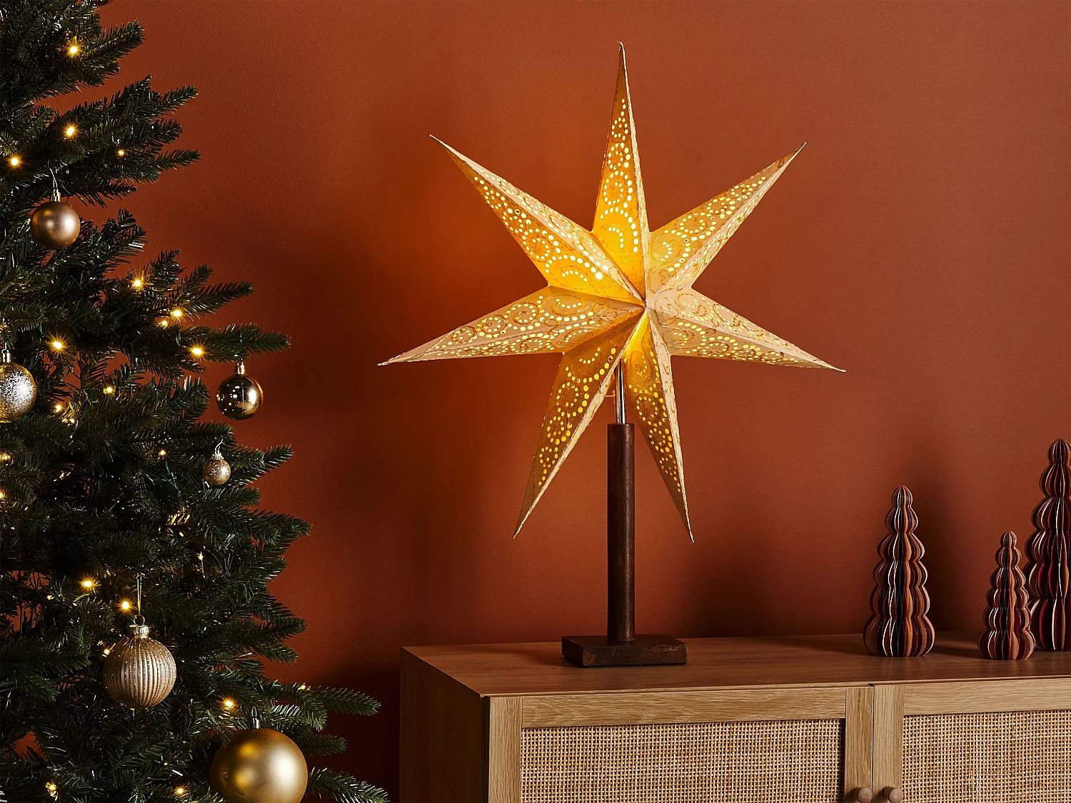 Décoration de Noël Lampe à poser MANA Étoile 70 cm Beige