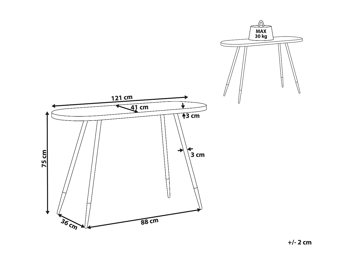 Consoletafel RAMONA Donker essenhout
