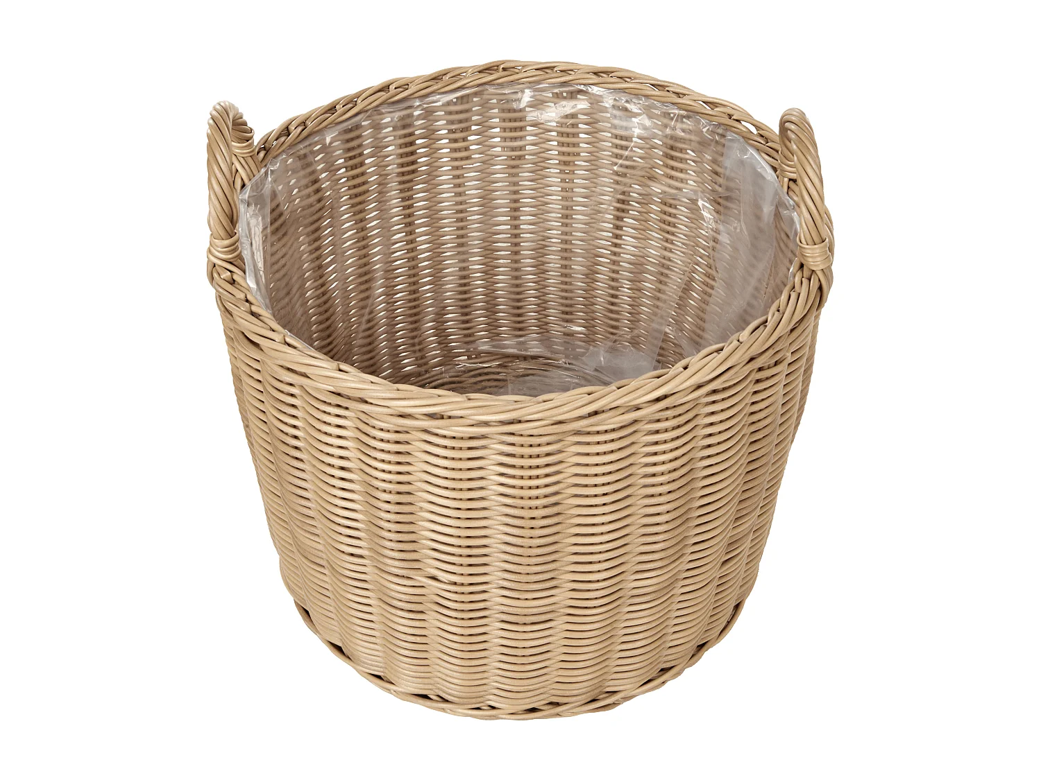 Blumenkorb Rattan natürlich 3er Set rund geflochten mit Folie Griffen Pendula