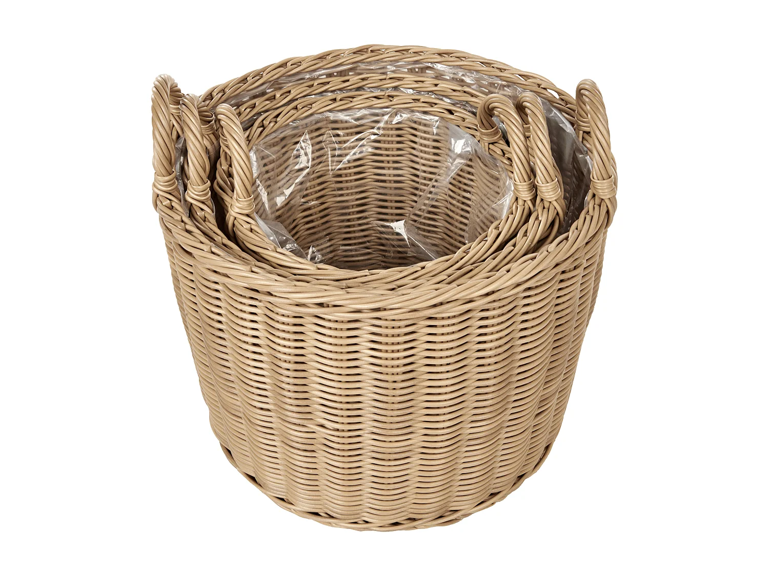Set di 3 vasi per piante PENDULA Rattan sintetico 33/37/45 cm Naturale