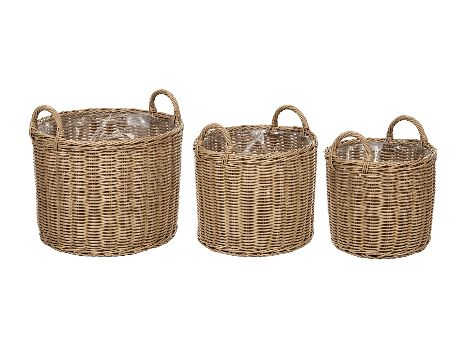 Lot de 3 pots de fleurs PENDULA Polyrotin 33/37/45 cm Naturel