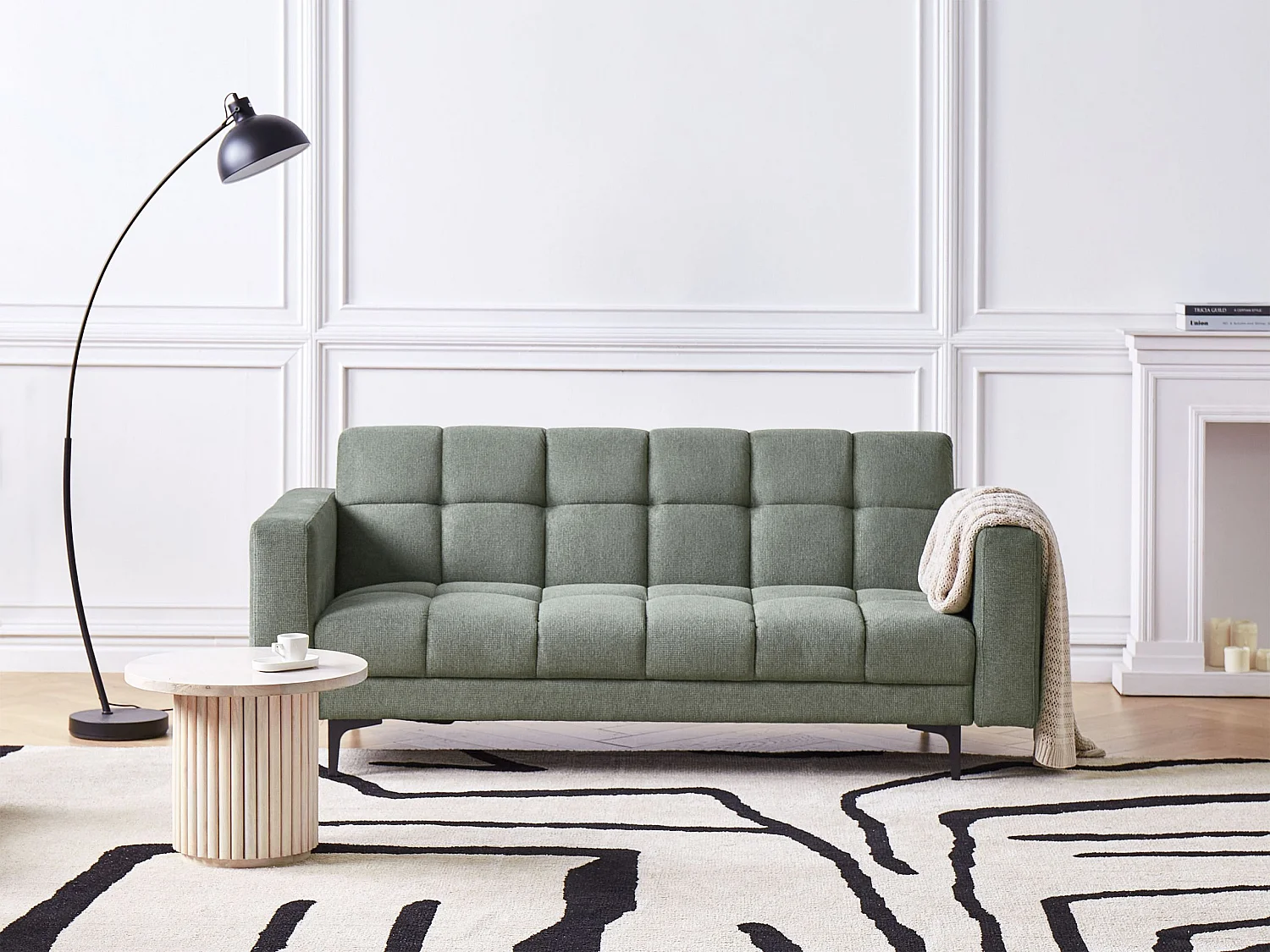 Canapé-lit 3 places ALNES Tissu Vert foncé