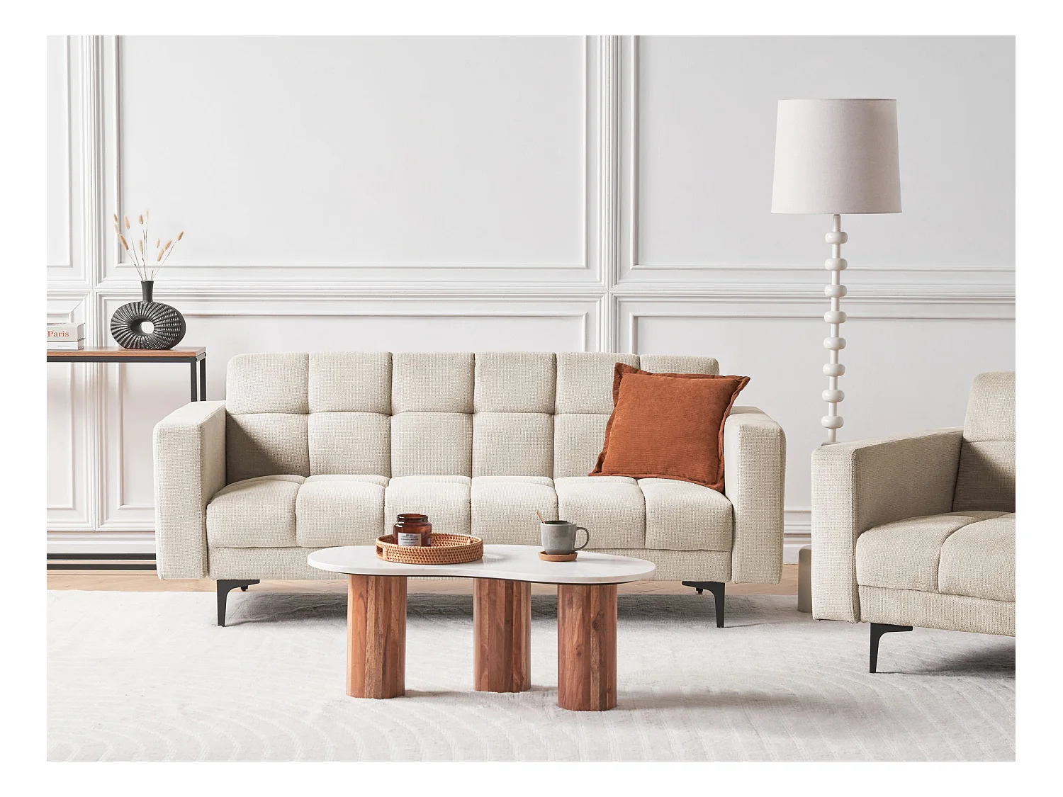 Canapé-lit 3 places ALNES Tissu Beige