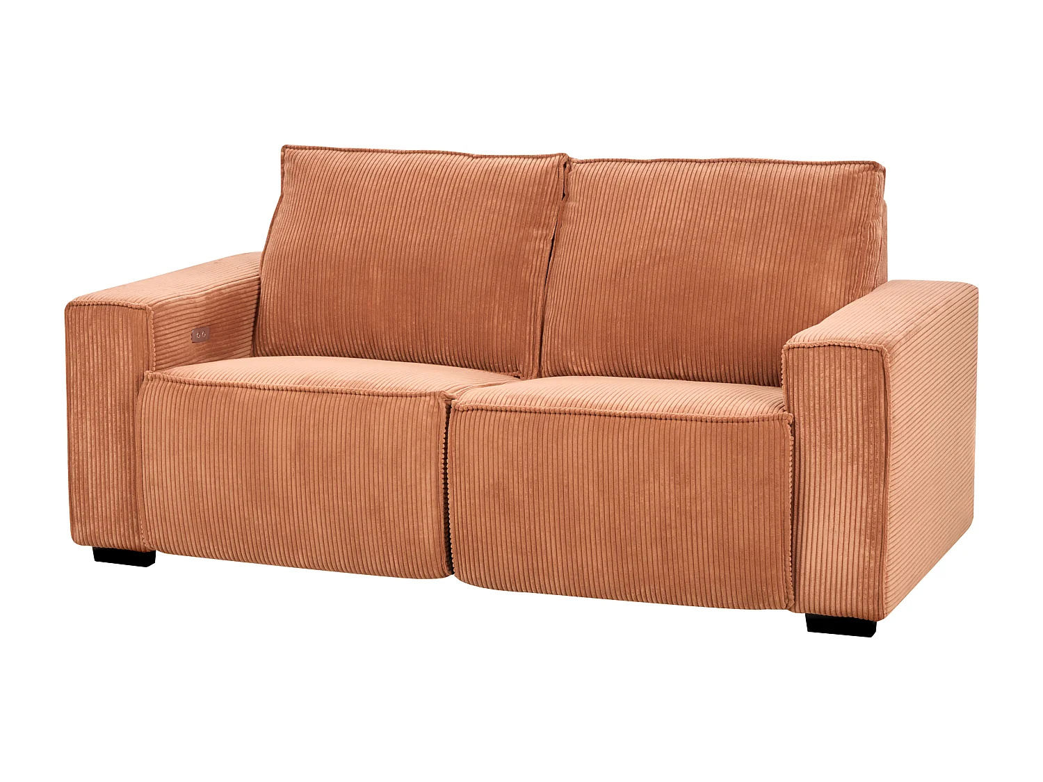 Sofa z elektryczną funkcją relaksu NUKARI Sztruks Pomarańczowy dla 3 osób