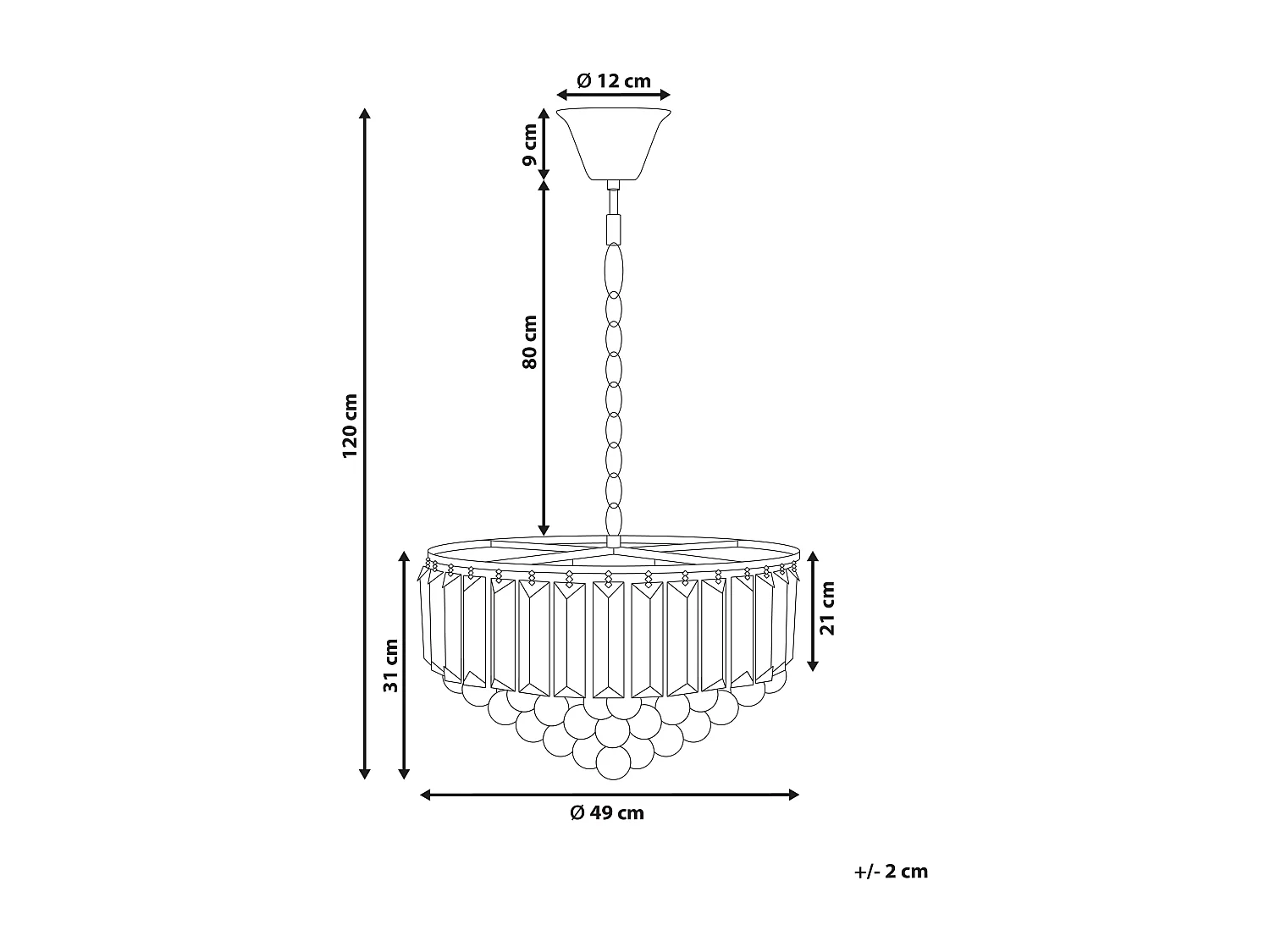 Lustre ACHEIRO L Cristal Doré