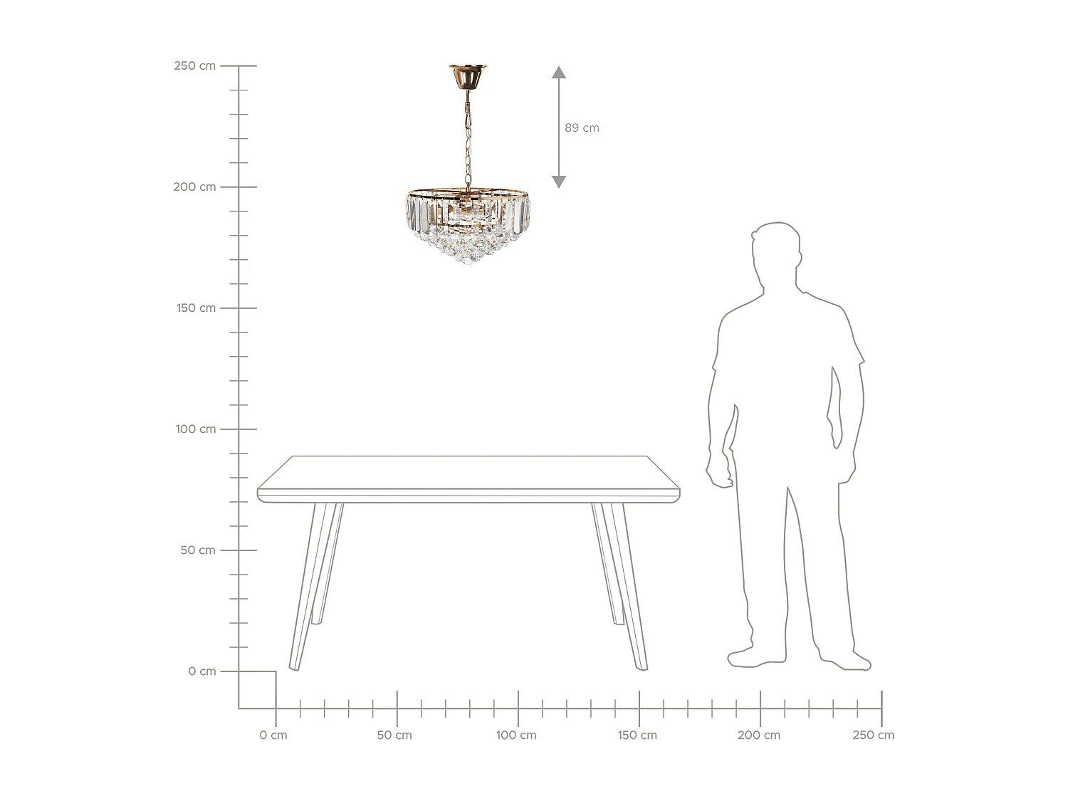 Lampadario ACHEIRO L Cristallo Oro