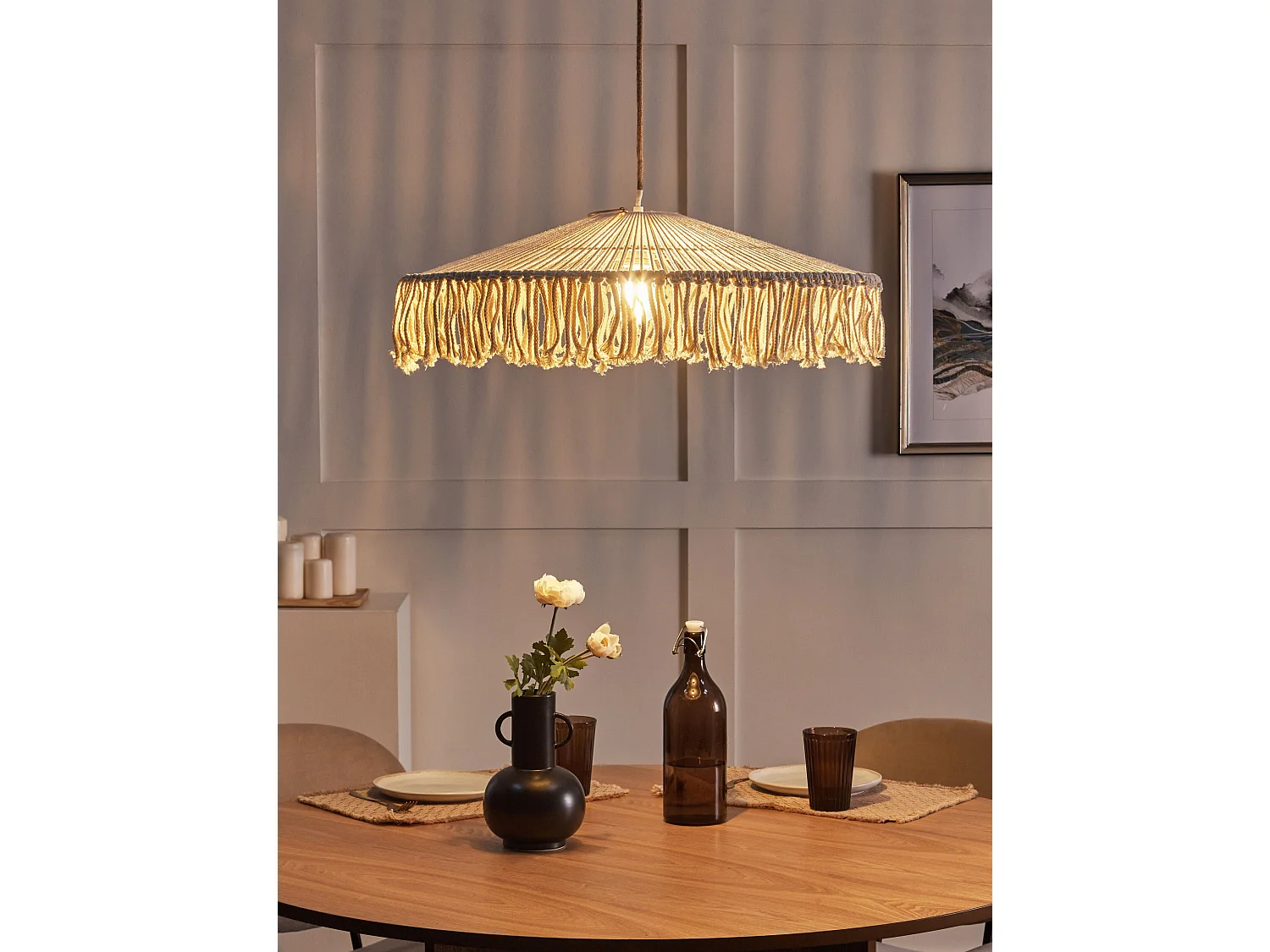 Pendant Lamp AKOBO Paper Rope Beige