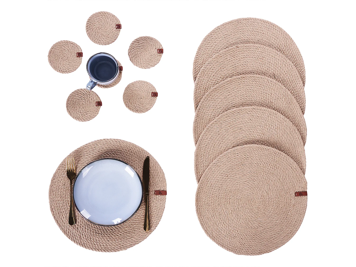 Ensemble sets de table et sous-verres MUNTRIES Naturel Jute