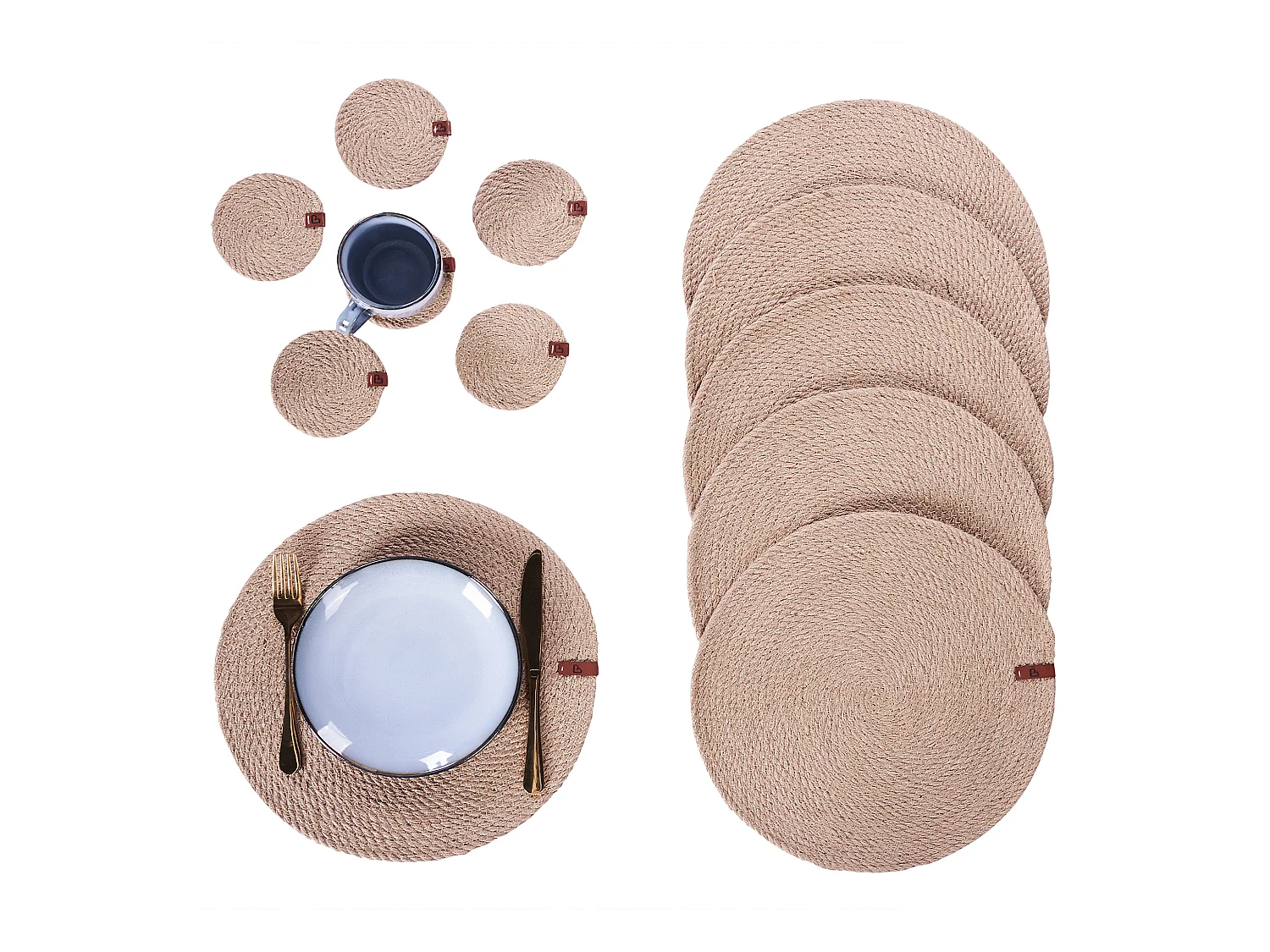 Placemats en onderzetters set MUNTRIES Natuurlijk Jute