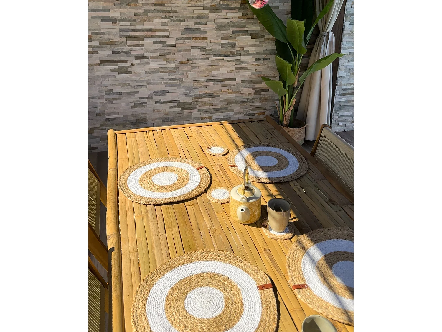 Ensemble sets de table et sous-verres TUMERIC Naturel Jute