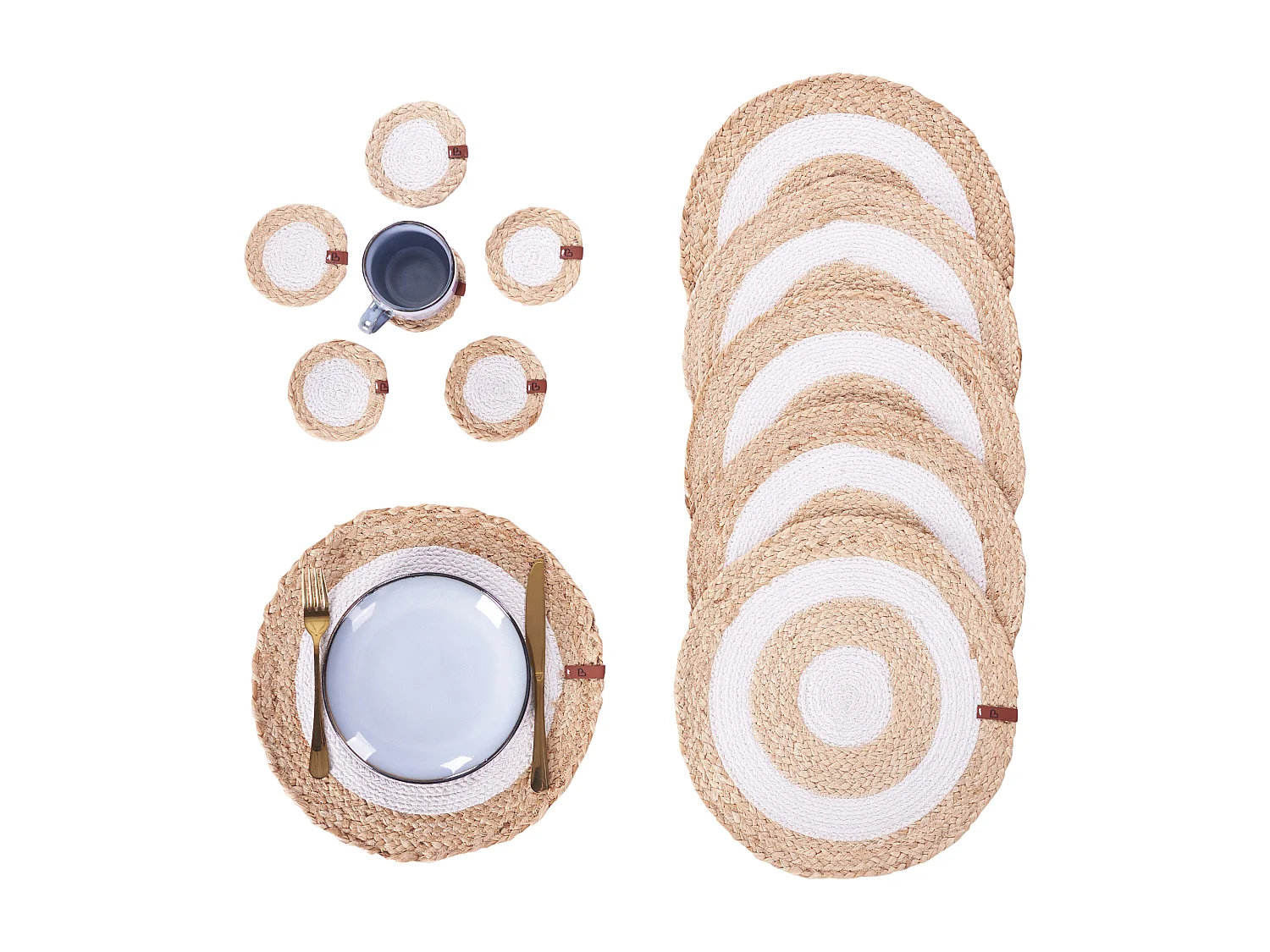 Ensemble sets de table et sous-verres TUMERIC Naturel Jute