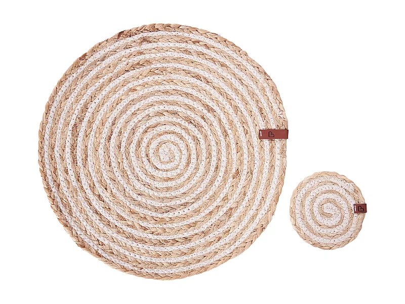 Placemats en onderzetters set QUININE Natuurlijk Jute