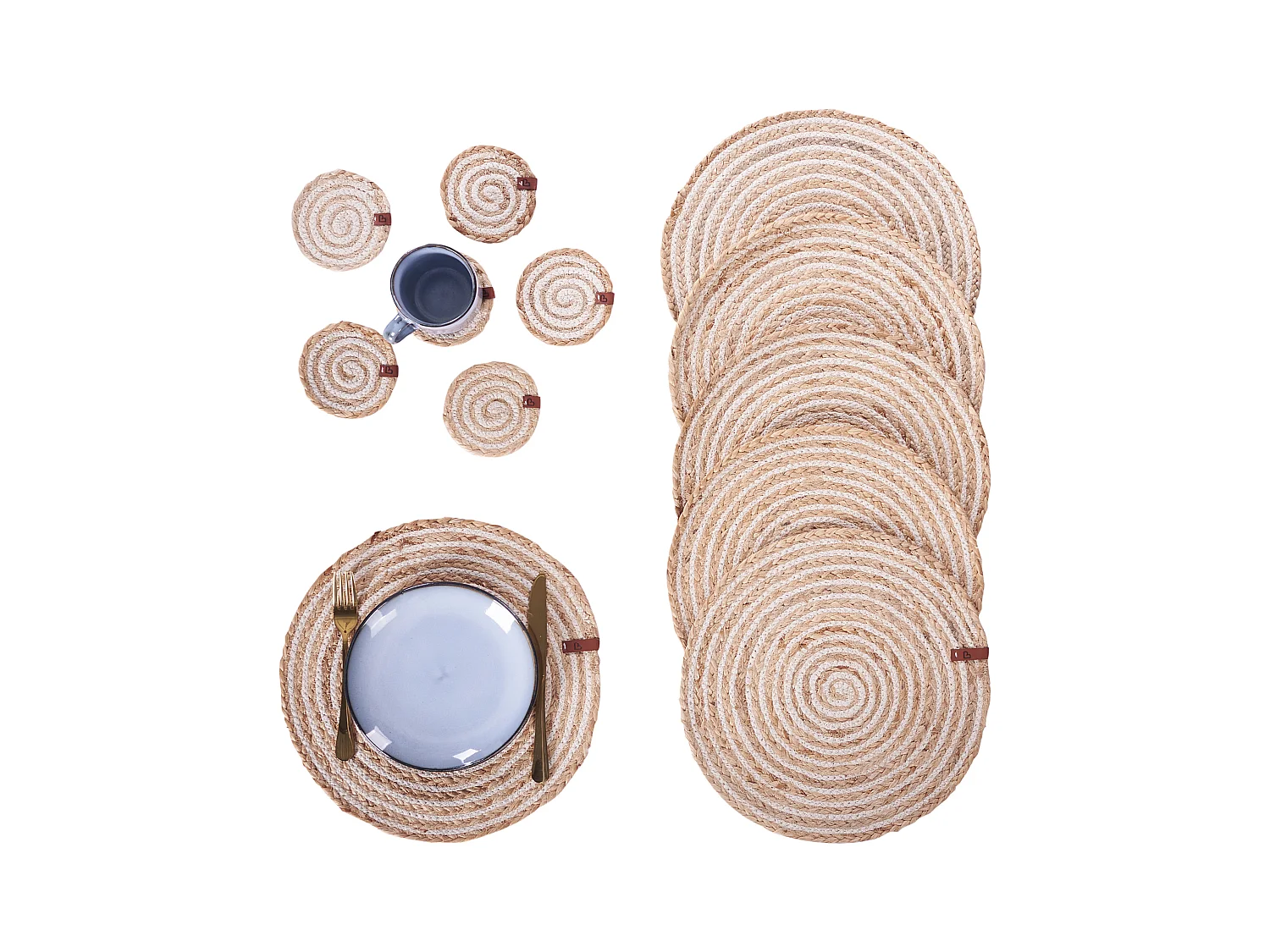 Zestaw 12 podkładek na stół QUININE Naturalny Juta