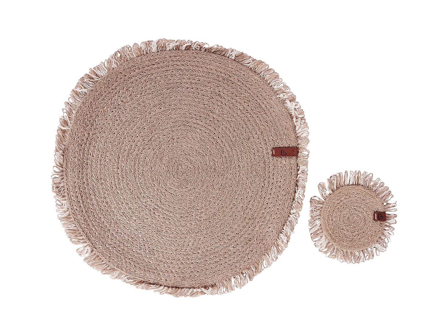 Placemats en onderzetters set RIBBERY Natuurlijk Jute