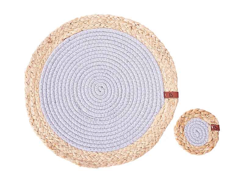 Conjunto de manteles individuales y posavasos ROSELLA Gris Yute Algodón