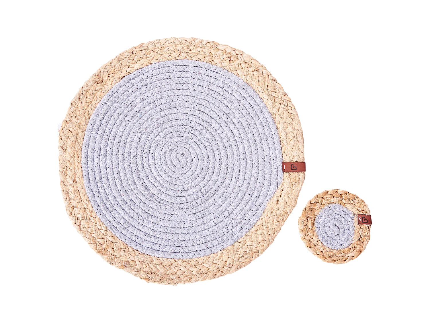 Ensemble sets de table et sous-verres ROSELLA Gris Jute Coton
