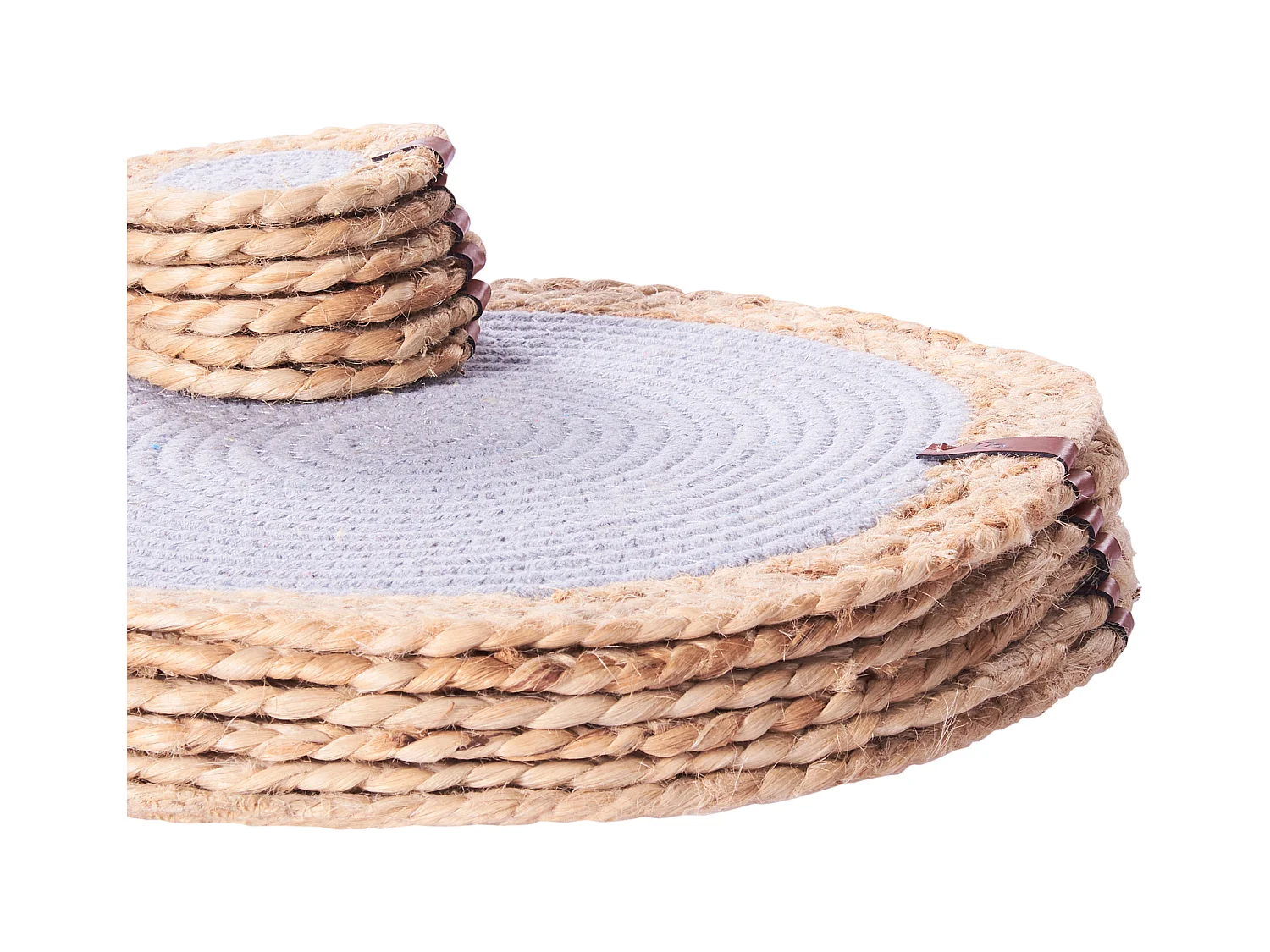 Placemats en onderzetters set ROSELLA Grijs Jute Katoen