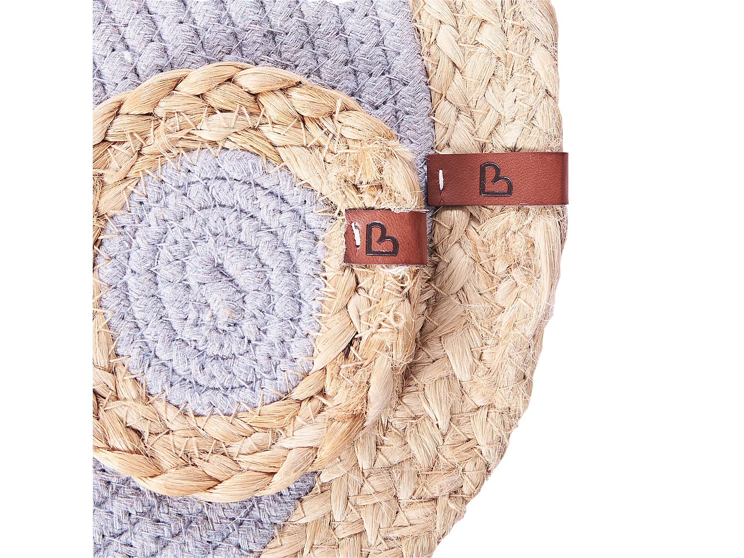 6 Personen Tischset u. Untersetzer Baumwolle natürlich/grau rund Boho Rosella