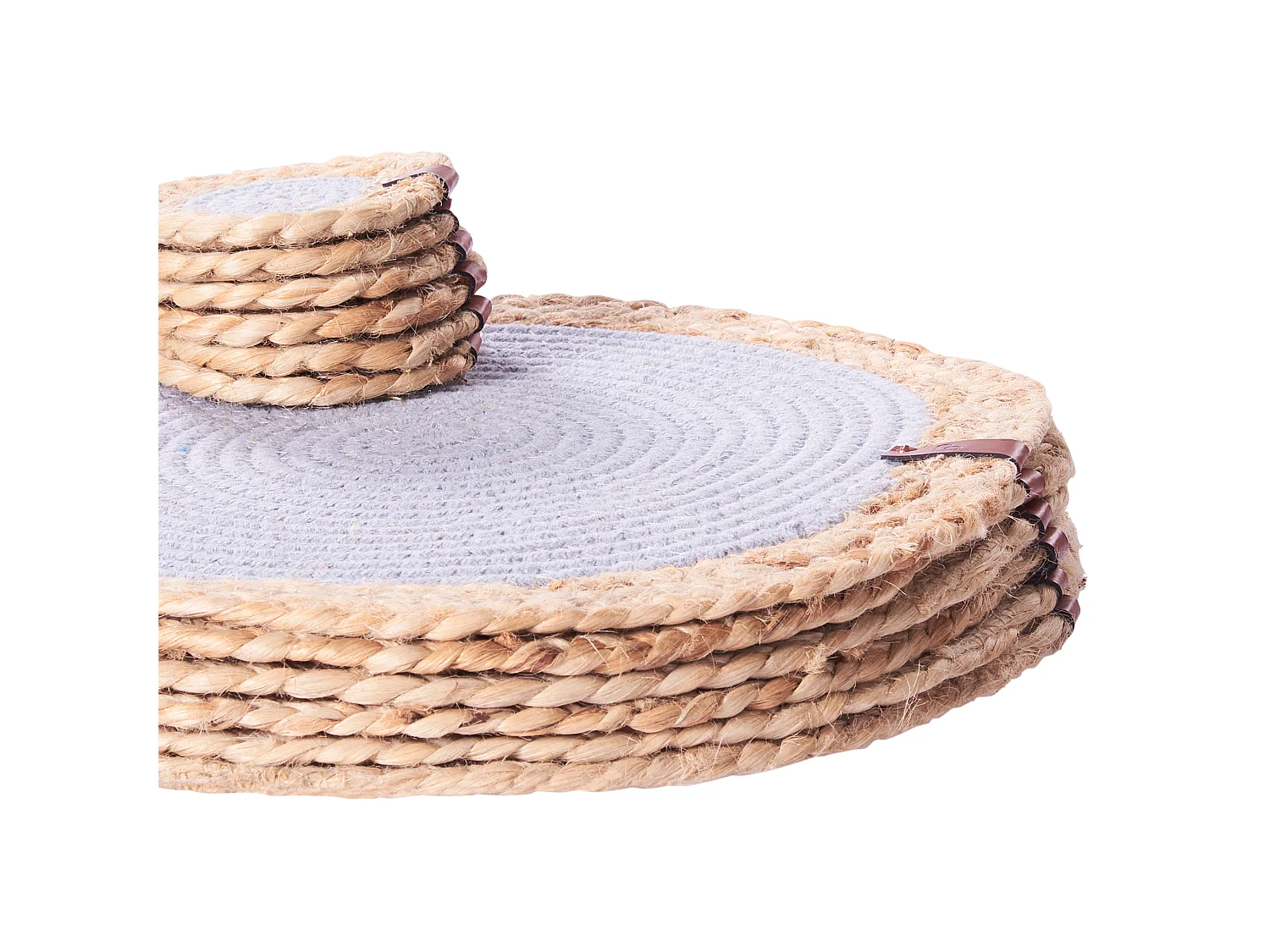 Ensemble sets de table et sous-verres ROSELLA Gris Jute Coton
