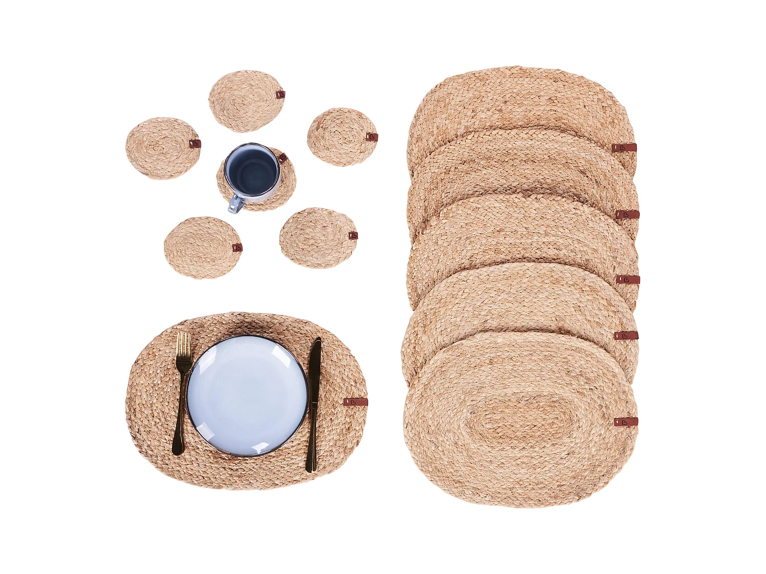 Ensemble sets de table et sous-verres BUSHYLARK Naturel Jute