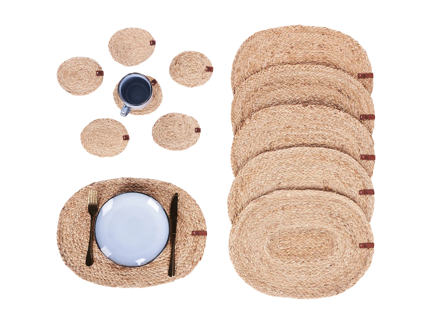 Ensemble sets de table et sous-verres BUSHYLARK Naturel Jute