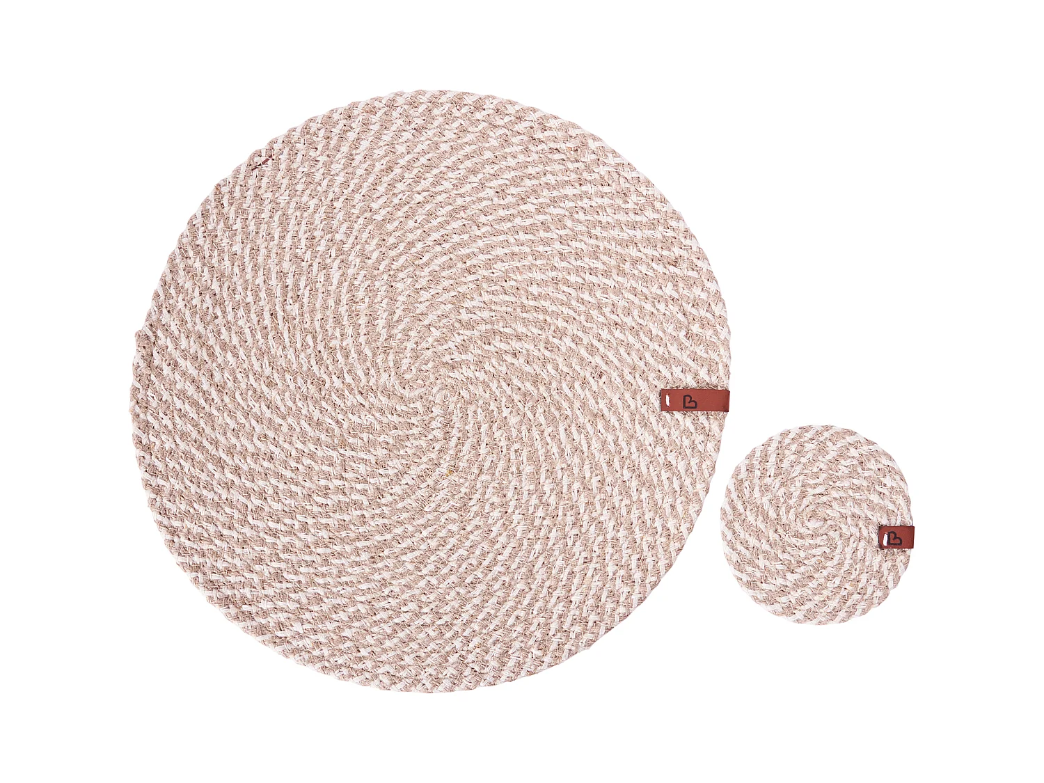 Placemats en onderzetters set PIPTURUS Natuurlijk Jute