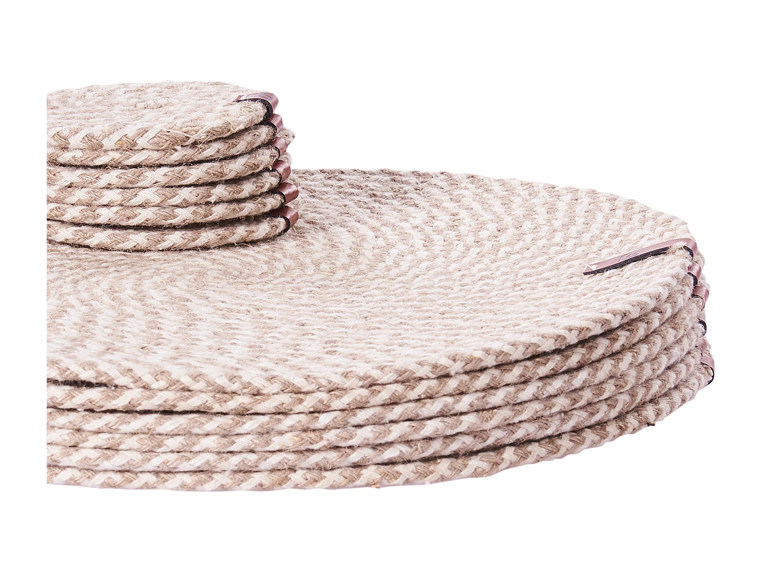 6 Personen Tischset mit Untersetzern Jute natürlich rund 12-teilig Boho Pipturus