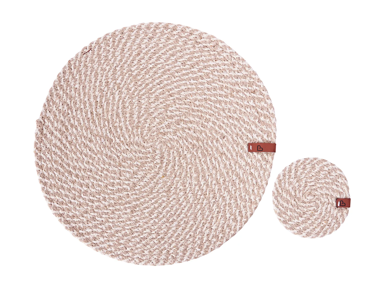 Placemats en onderzetters set PIPTURUS Natuurlijk Jute