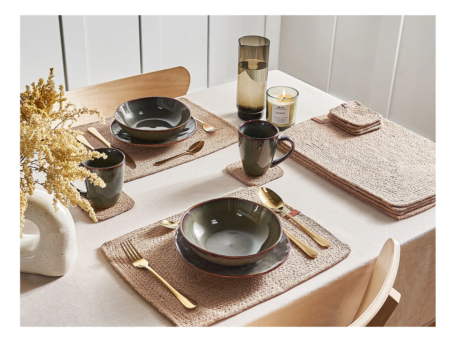 Zestaw 12 podkładek na stół SALTBUSH Naturalny Juta