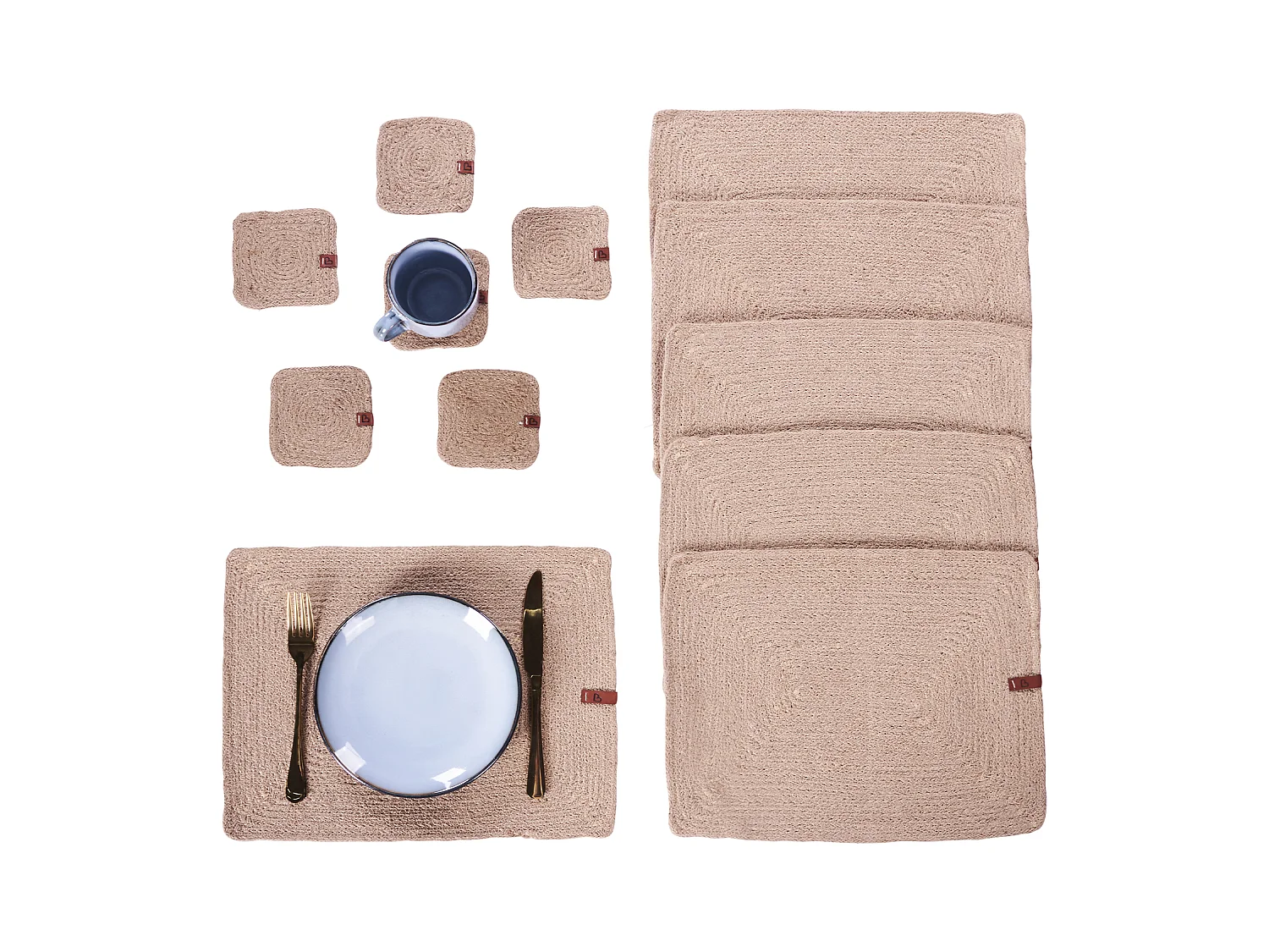 Zestaw 12 podkładek na stół SALTBUSH Naturalny Juta