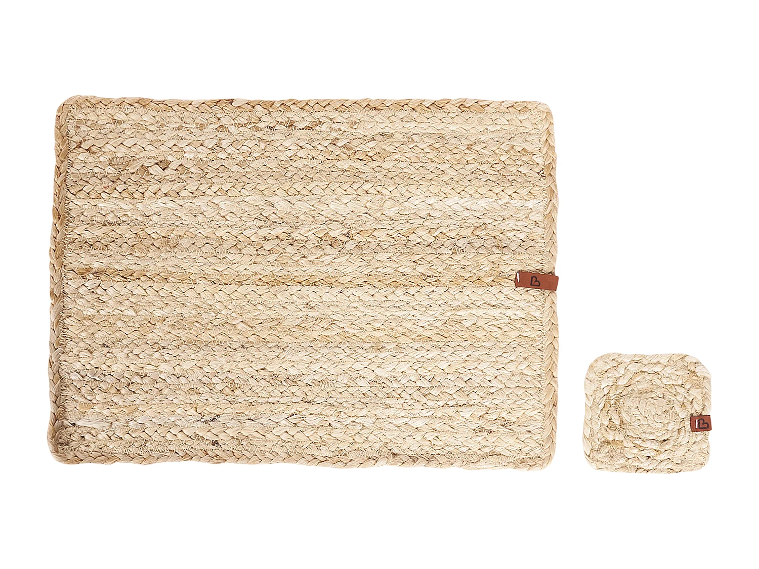 Ensemble sets de table et sous-verres QUANDONG Naturel Jute