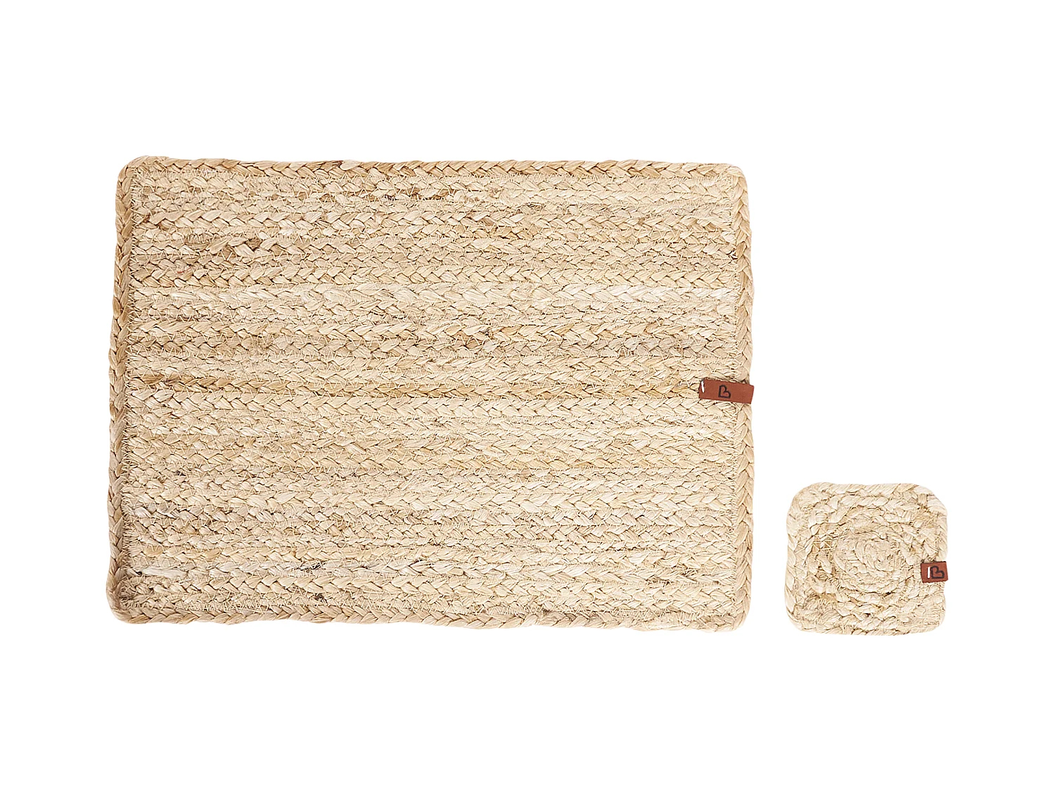 Ensemble sets de table et sous-verres QUANDONG Naturel Jute