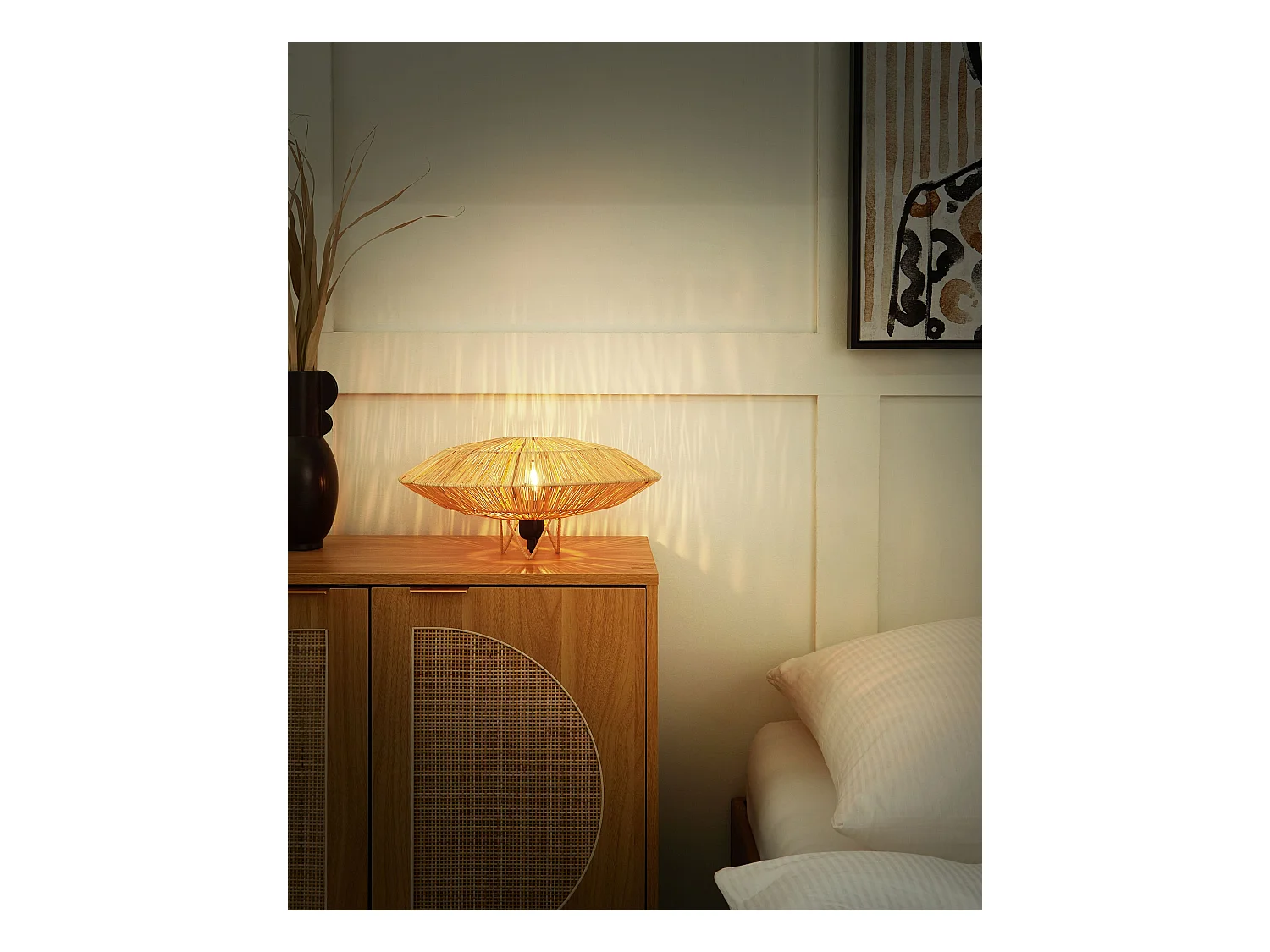 Lámpara de mesa MENTIRI Mimbre Natural