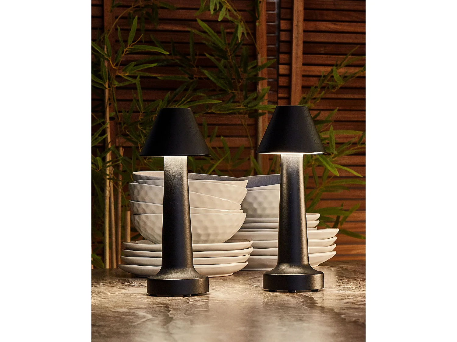 Set di 2 lampade da tavolo a LED senza fili JOANES con dimmer Metallo Nero