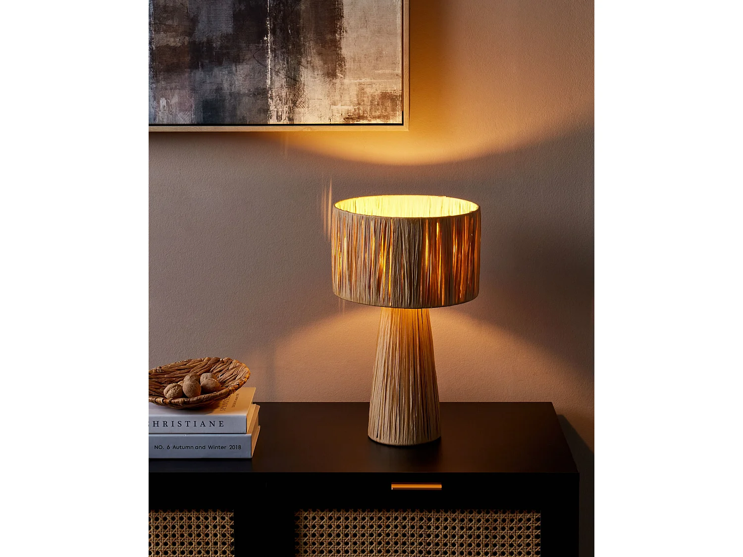 Lampada da tavolo WELMEL Vimini Naturale