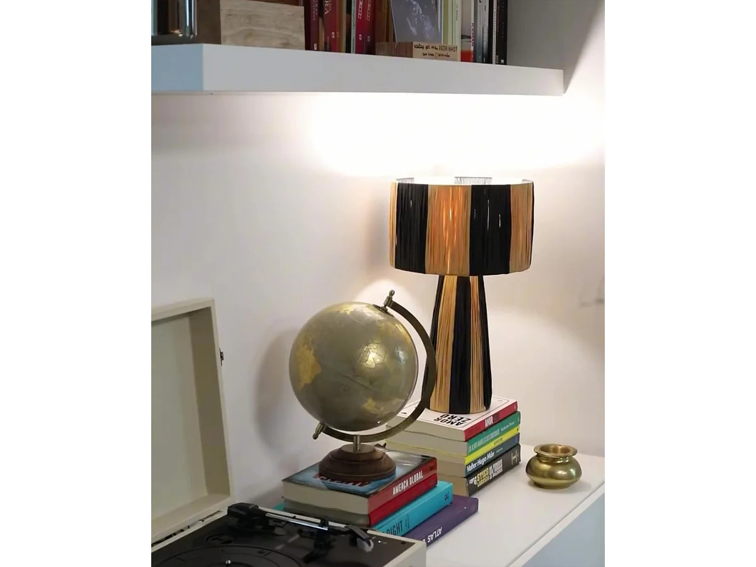 Lampe à poser WELMEL Osier Marron/noir