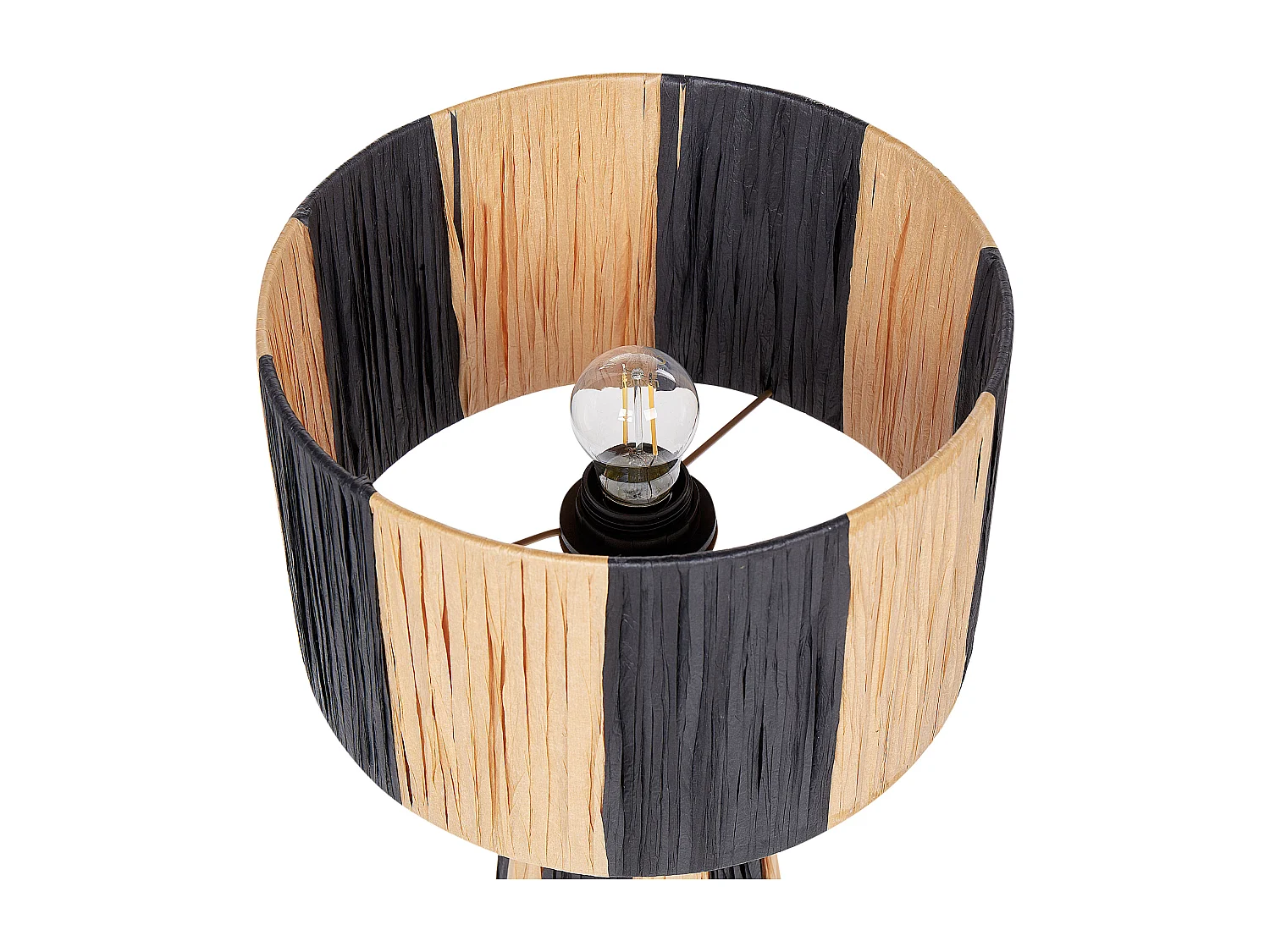 Tischlampe Papierschirm und -fuß natürlich / schwarz 41 cm Trommelfrom Welmel