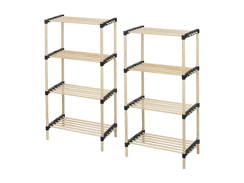 WELL HOME - Pack 2 Range-Chaussures 4 étagères bois et métal