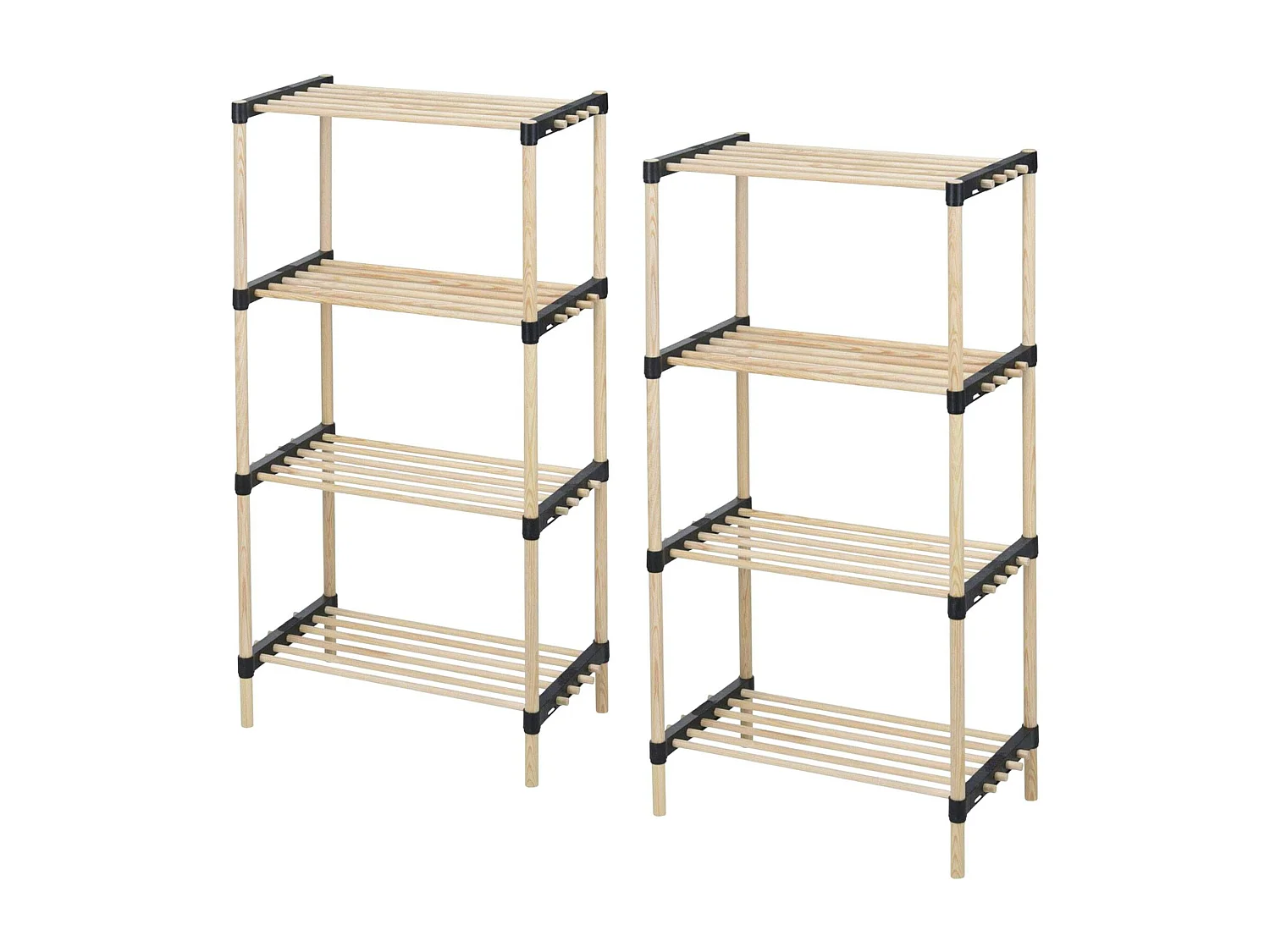 WELL HOME - Pack 2 Range-Chaussures 4 étagères bois et métal