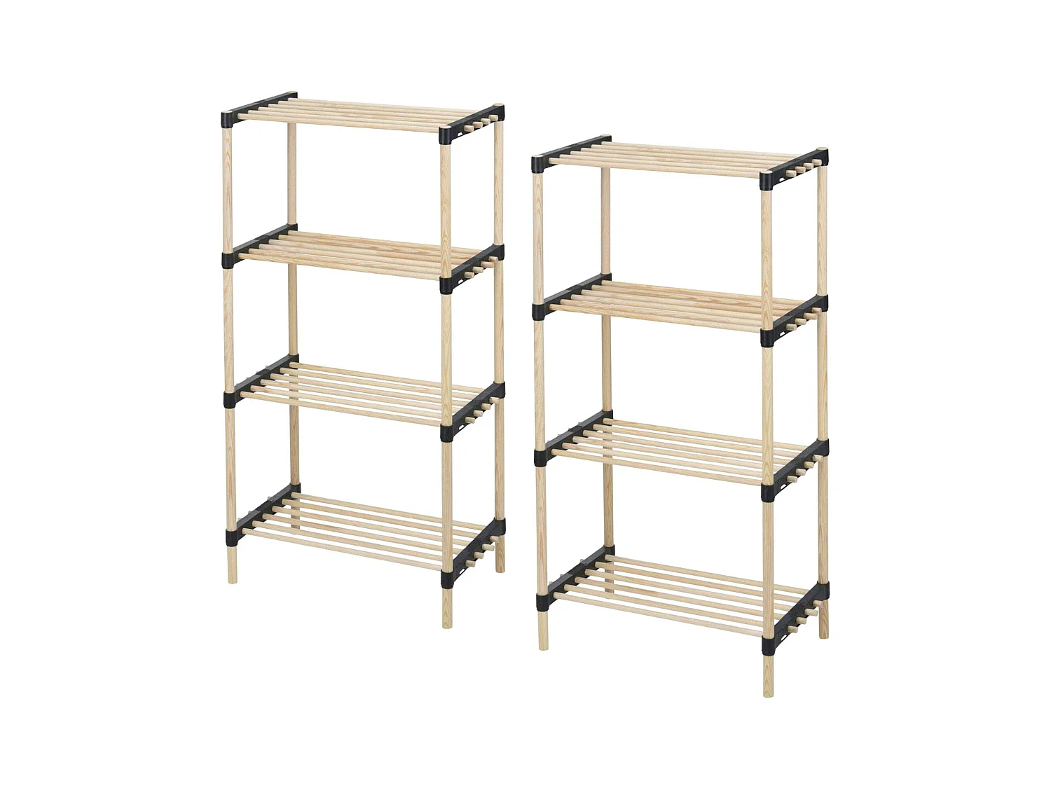 WELL HOME - Pack 2 Range-Chaussures 4 étagères bois et métal