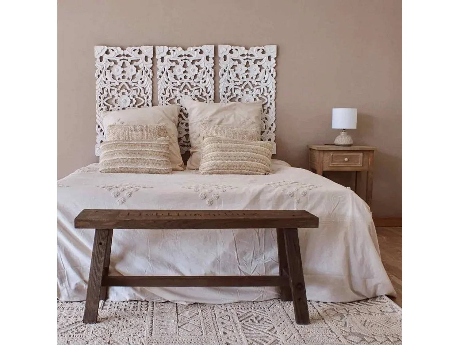 WELL HOME - Décoration murale 'Fanny' en bois sculpté 85x45